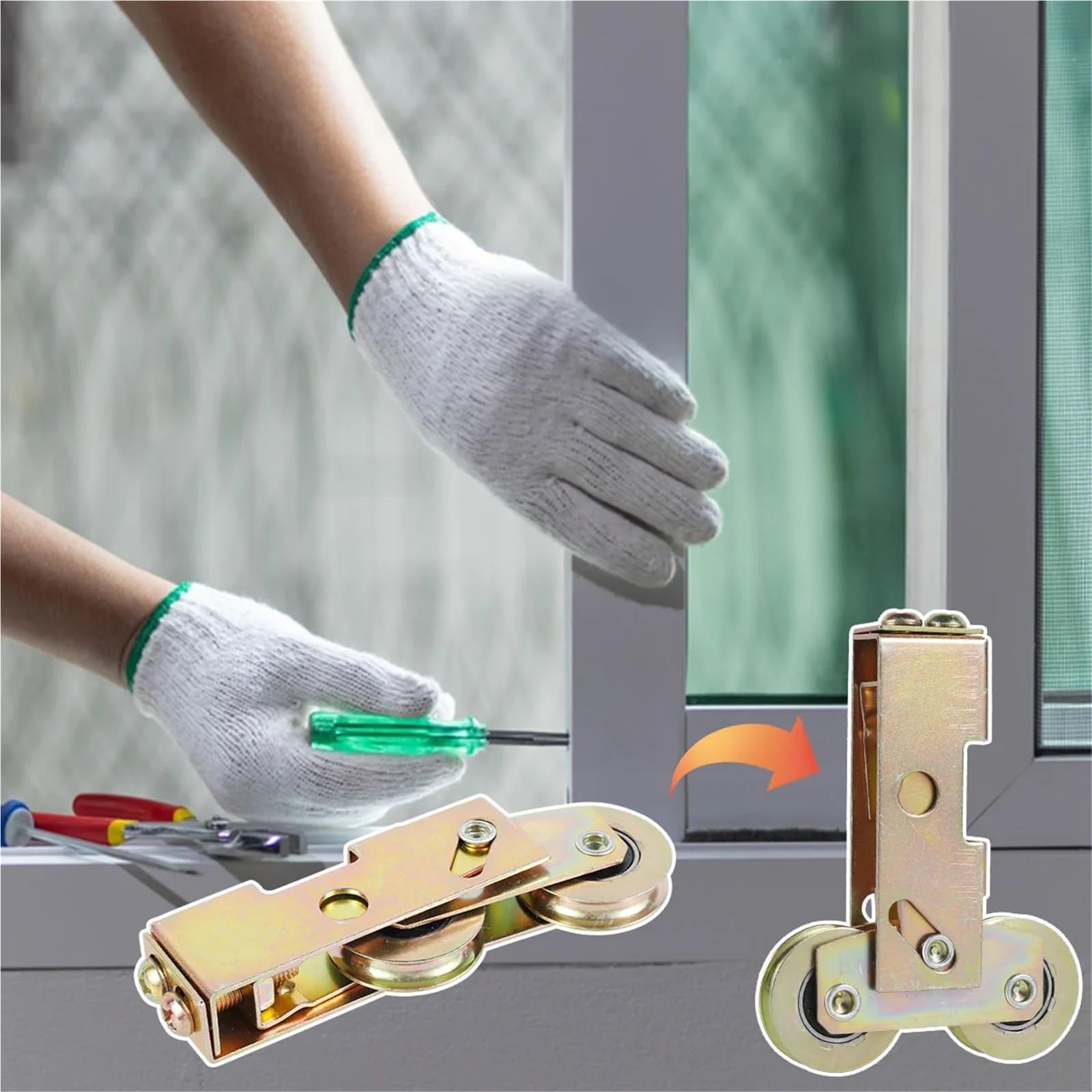 Kit di rulli tandem for porta scorrevole da 4 pezzi Cuscinetto ricambio for rullo for in vetro con cuscinetto a sfera 1-1/4 pollici Per Finestre e Porte