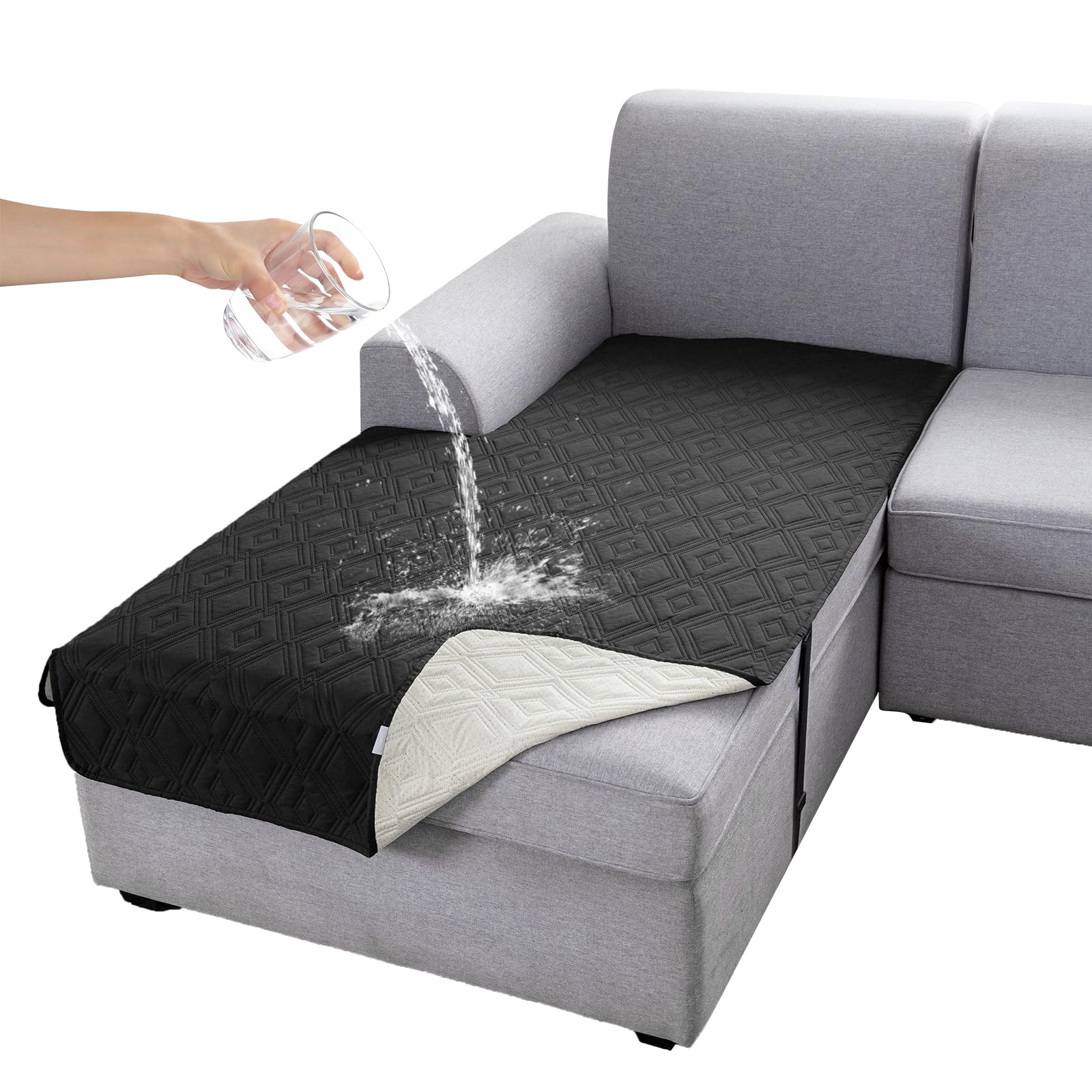 Genina 100% Waterproof Sectional Couch Covers for L Shaped Chaise Lounge Left, Anti-Slip Sectional Cover Furniture Protector Couch Cover for Dogs Pets