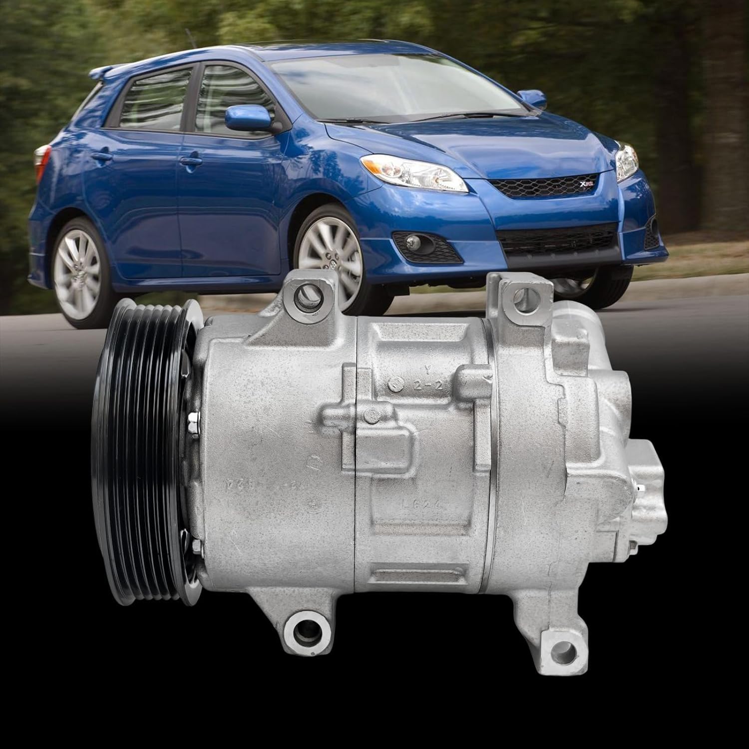 CO11210C Air Conditioning A/C Compressor with Clutch Compatible with 2009-2010 Toyota Matrix,2009-2010 Toyota Corolla,2008-2014 Scion xD，Replaces 8831002370, 8831002510