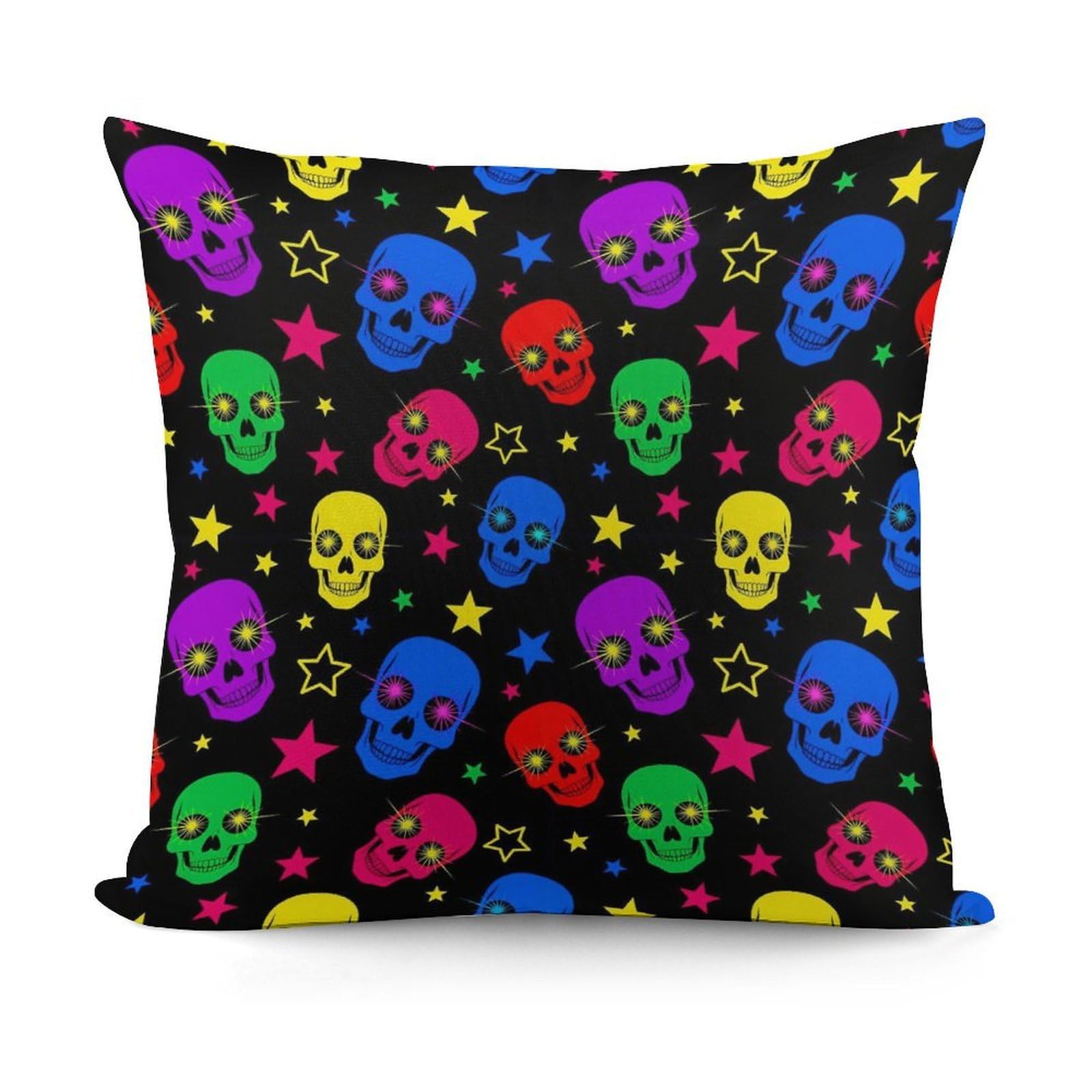 Smazdfxx Picture(98) Softffy Funny Neon Skulls Cushion Covers Throw Pillow Cover Modern Home Decor For Sofa Bedroom Pillow Shell