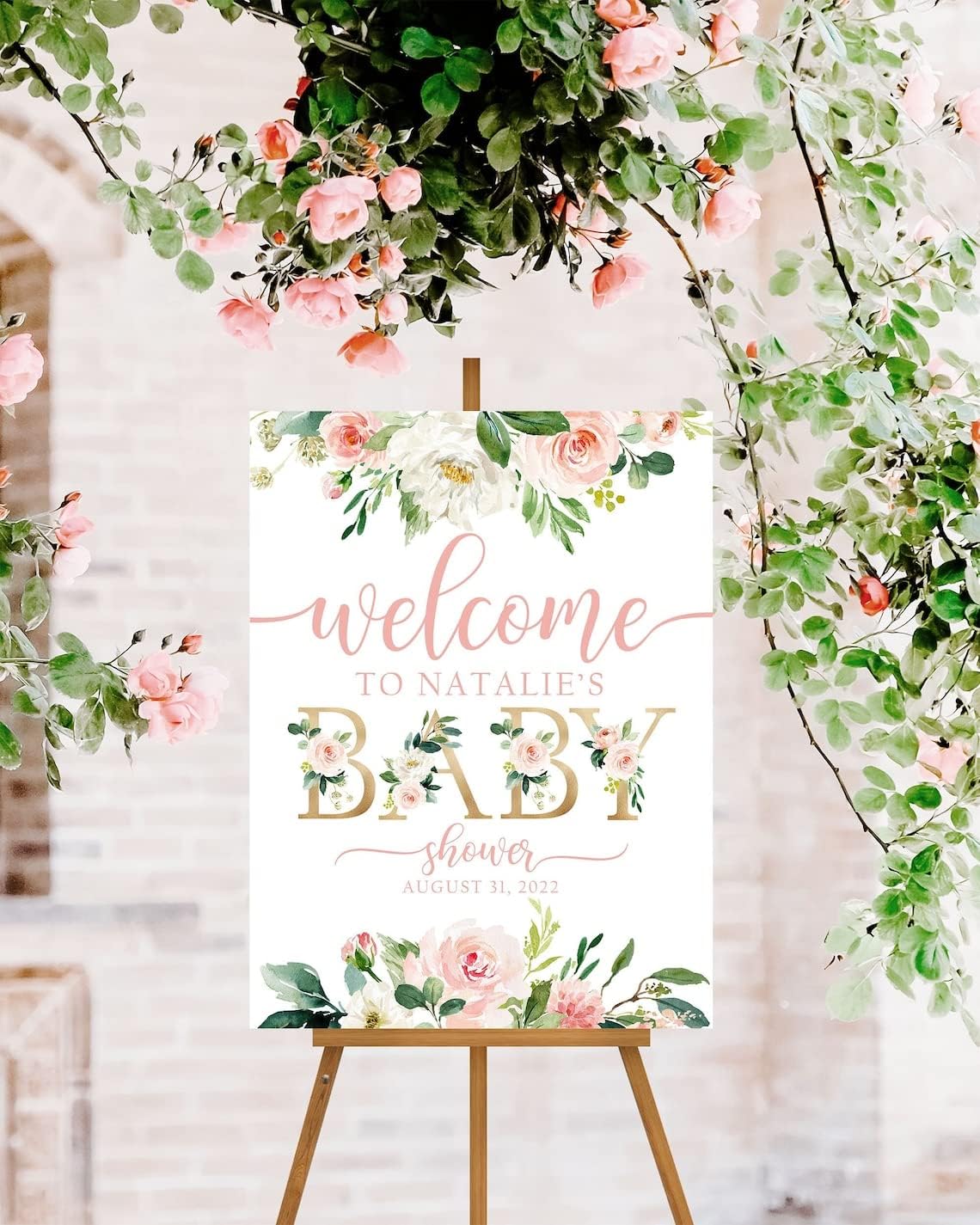 Floral Baby Shower Sign, Personalized Baby Shower