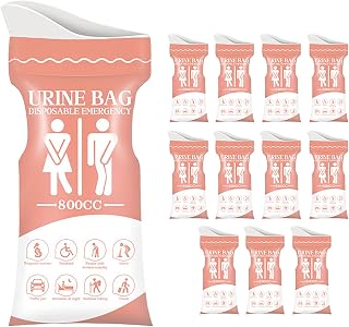 Disposable Urine Bags, 12 PCS 800 ML Anti-odor and Anti-leakage Sealed Emergency Vomit Bag, Fast Water Absorption Unisex Portable Mobile Toilet, for Most Cars Travel Accessories (Pink)