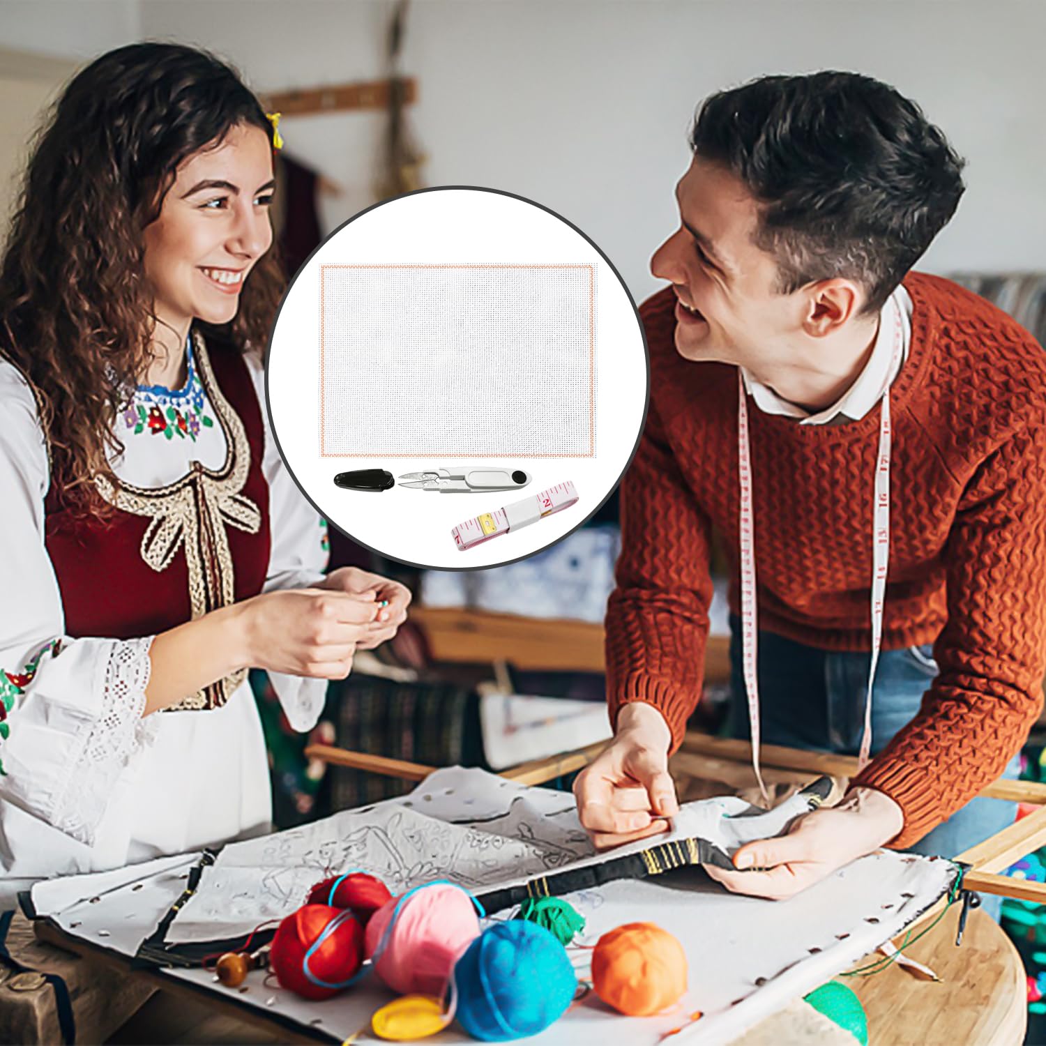 Macchina Per Ricamare Tela Aida Per Punto Croce 14CT - 4 Pezzi 30x45cm In Cotone E Poliestere Per Ricamo E DIY Panno Croce 30x45cm