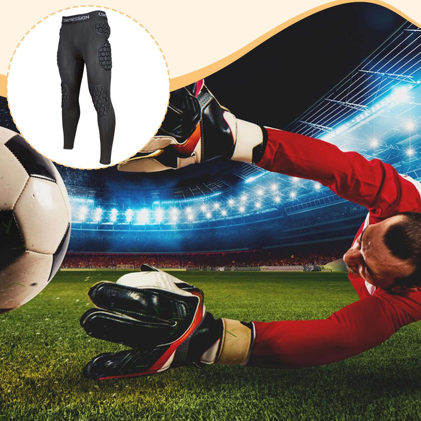 Gralara Pantalones de protección para porteros de fútbol, ​​para Deportes de Contacto, con Acolchado de Espuma EVA y Protectores de Rodillas y Muslos.