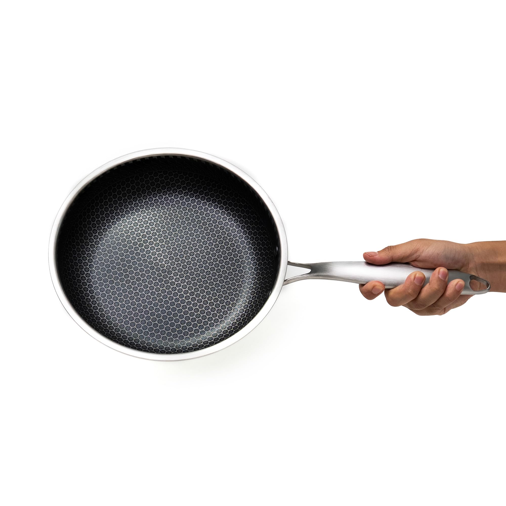 Batería de Cocina 5 Piezas Acero Inoxidable 18/10 Triply – 3 Ollas (16+20+24 cm) con Tapas de Vidrio + 2 Sartenes (20+24 cm) – Interior Panal Sin PFOA – Inducción y Horno