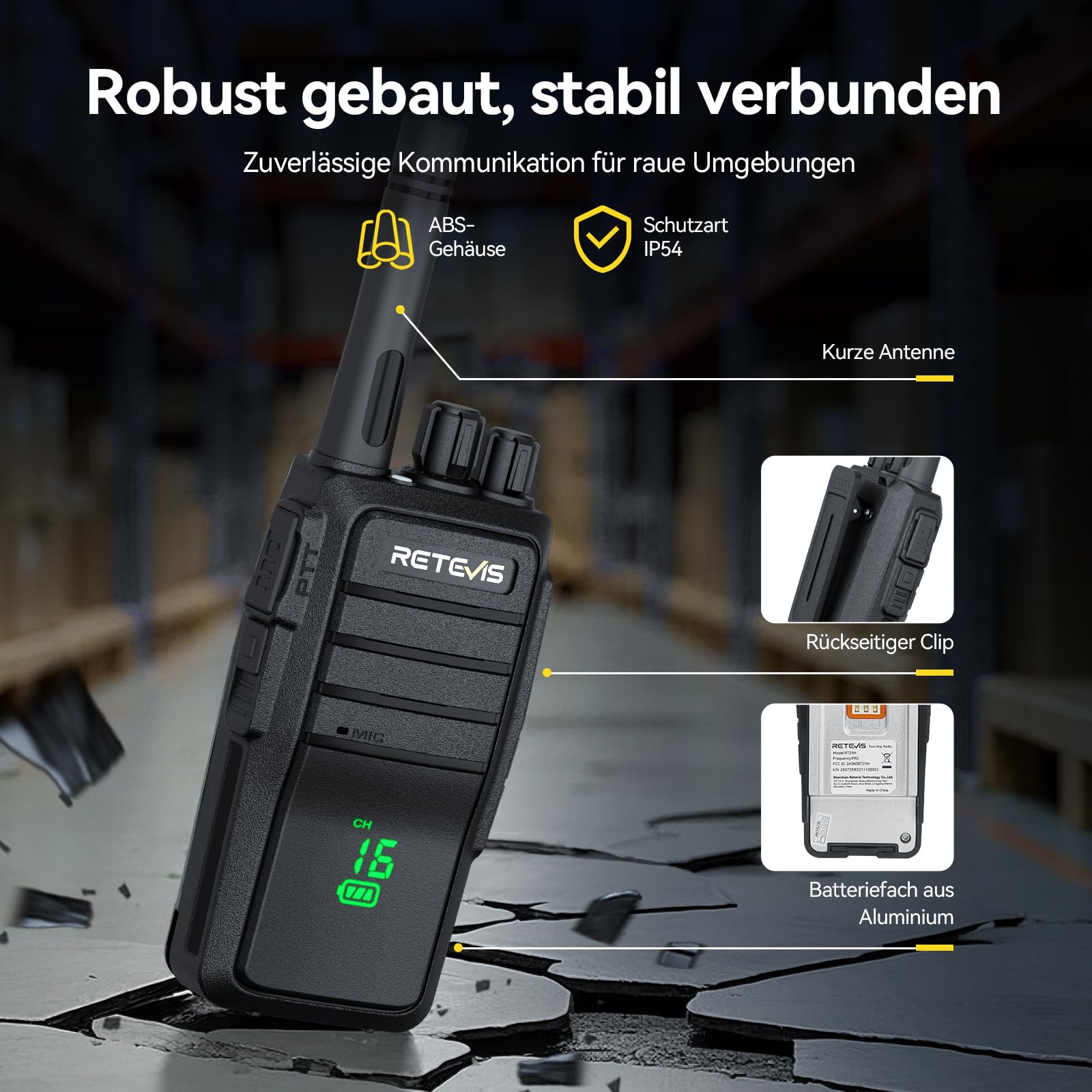Retevis RT21H Talkie Walkies, Radio Bidirectionnelle à Écran Caché, Indice d'Étanchéité IP54, Chargeur Robuste Type-C à 6 Emplacements,Talkies-Walkie Rechargeables pour Écoles, Hôtel（6 pièces, Noir