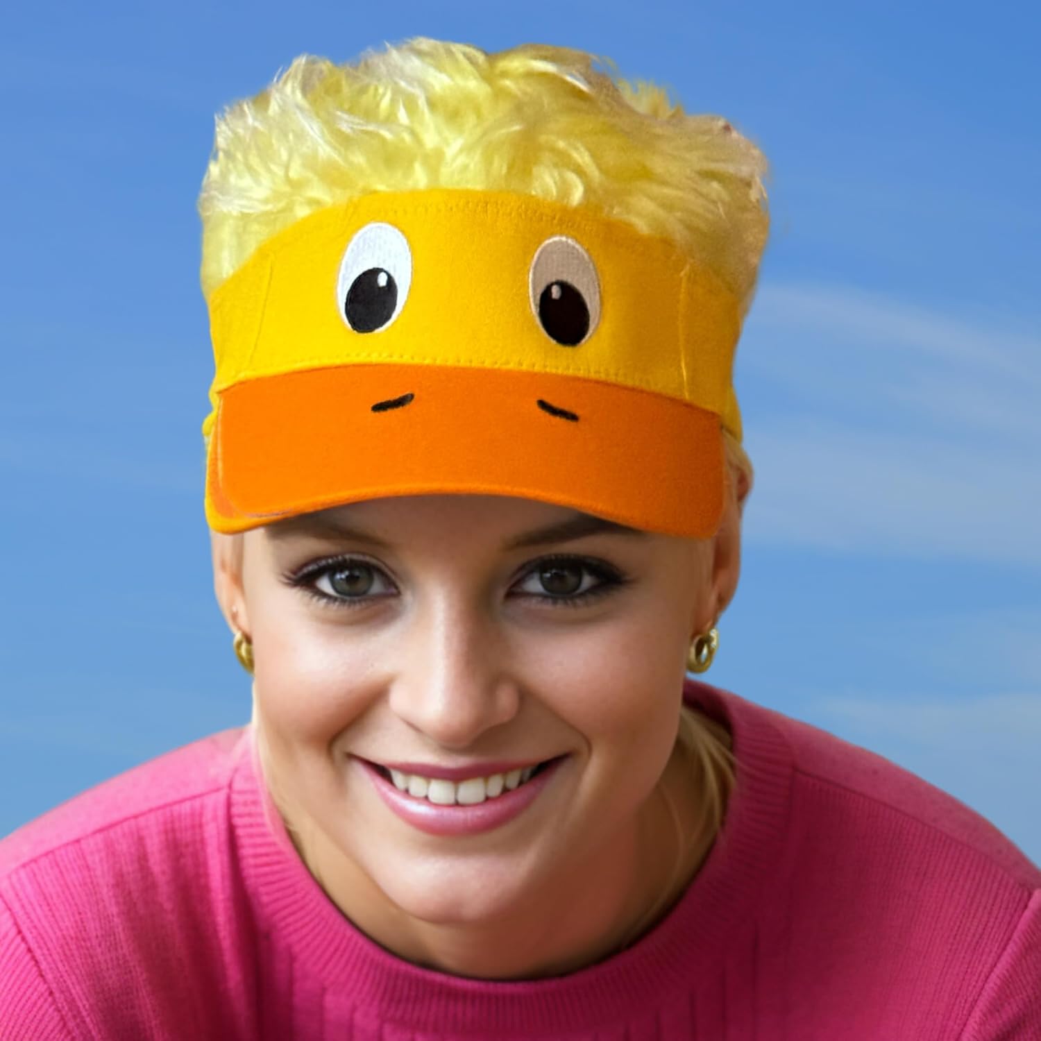 Popfizzy Duck Hat with Hair for Men and Women, Spiked Hair Hats, Crazy Wig Hat Costume, Funny Adult Halloween Baseball Cap - Image 7