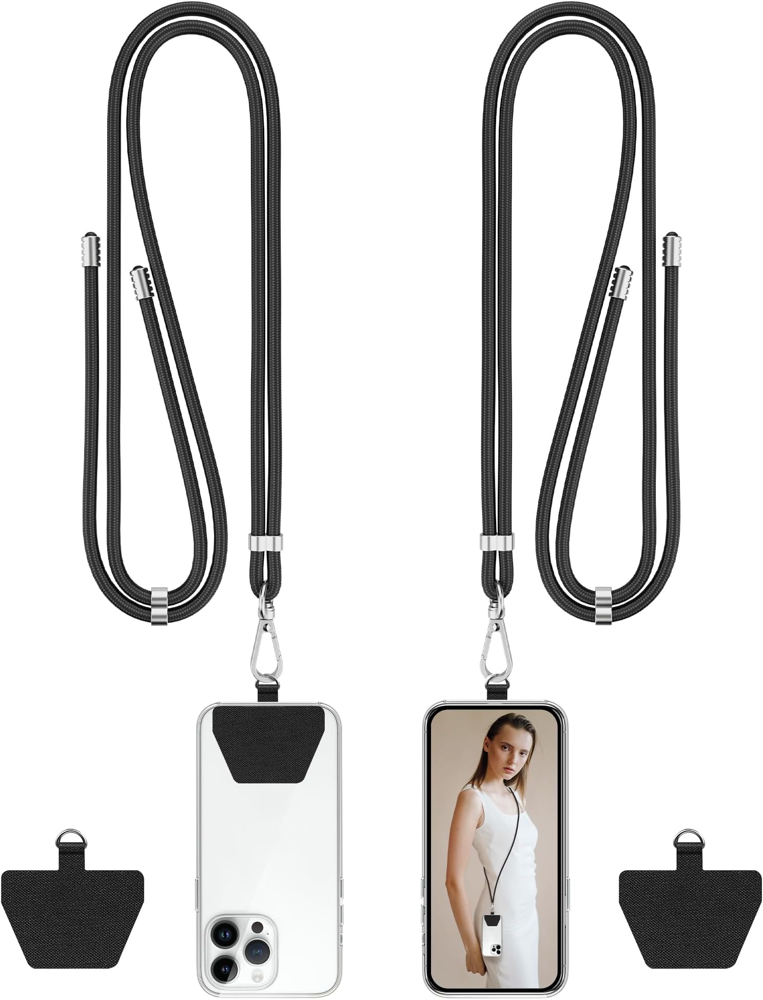 COCASES Crossbody Phone Lanyard Strap with Patch, Adjustable Nylon Neck Strap Necklace Phone Compatible with Most Smartphones