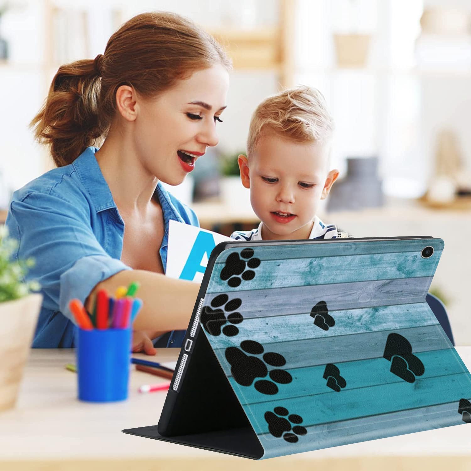 Compatible with iPad (A16) 11th Generation Case 11 Inch 2025 and iPad 10th Gen 10.9 Inch 2022 with Pencil Holder,Auto Wake/Sleep Protect Cover,Dog Paw Print image 4