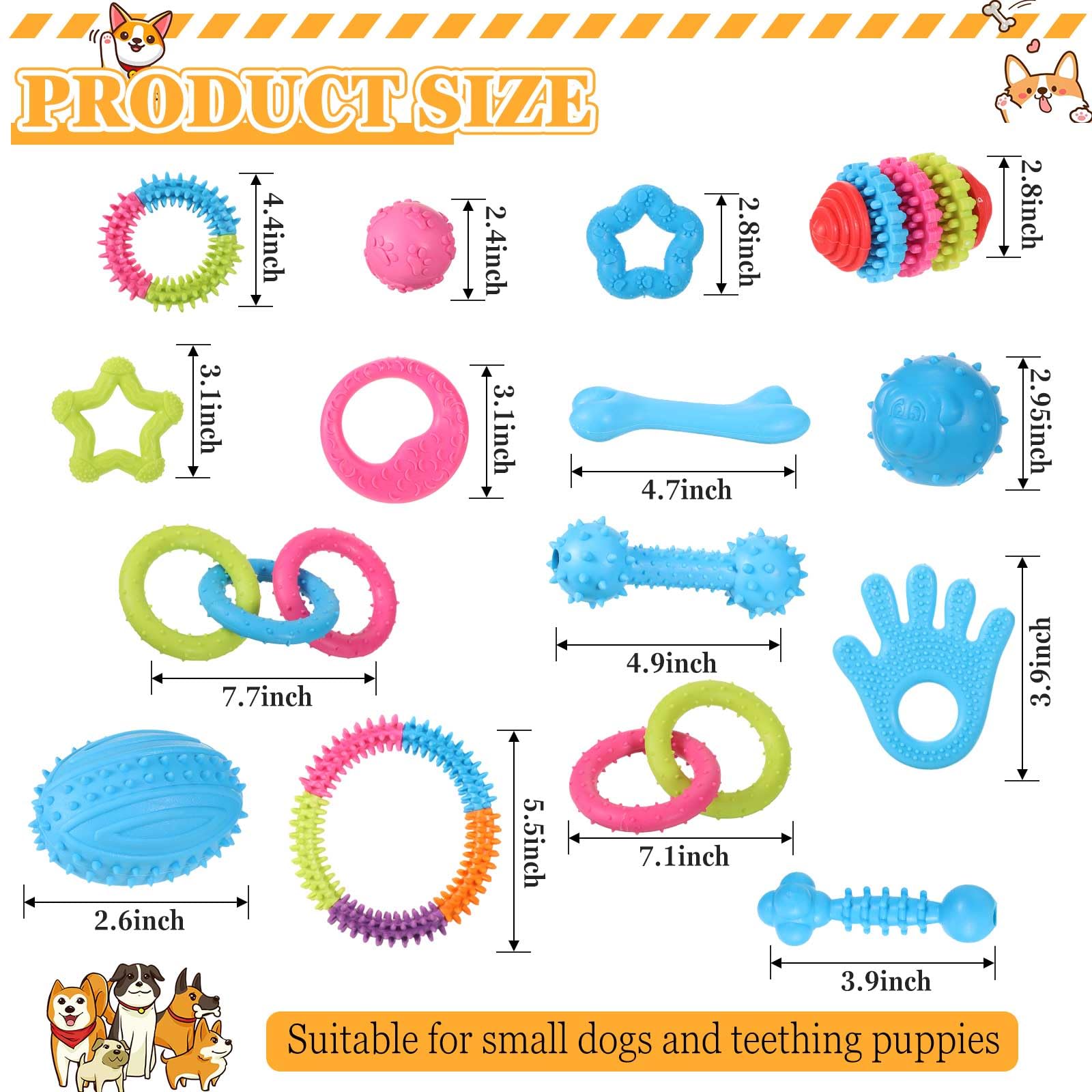 Jenaai Paquete de 50 juguetes para cachorros, juguetes masticables para dentición, juguetes suaves para masticar para perros, juguetes interactivos para dentición para perros, juguetes para dentición