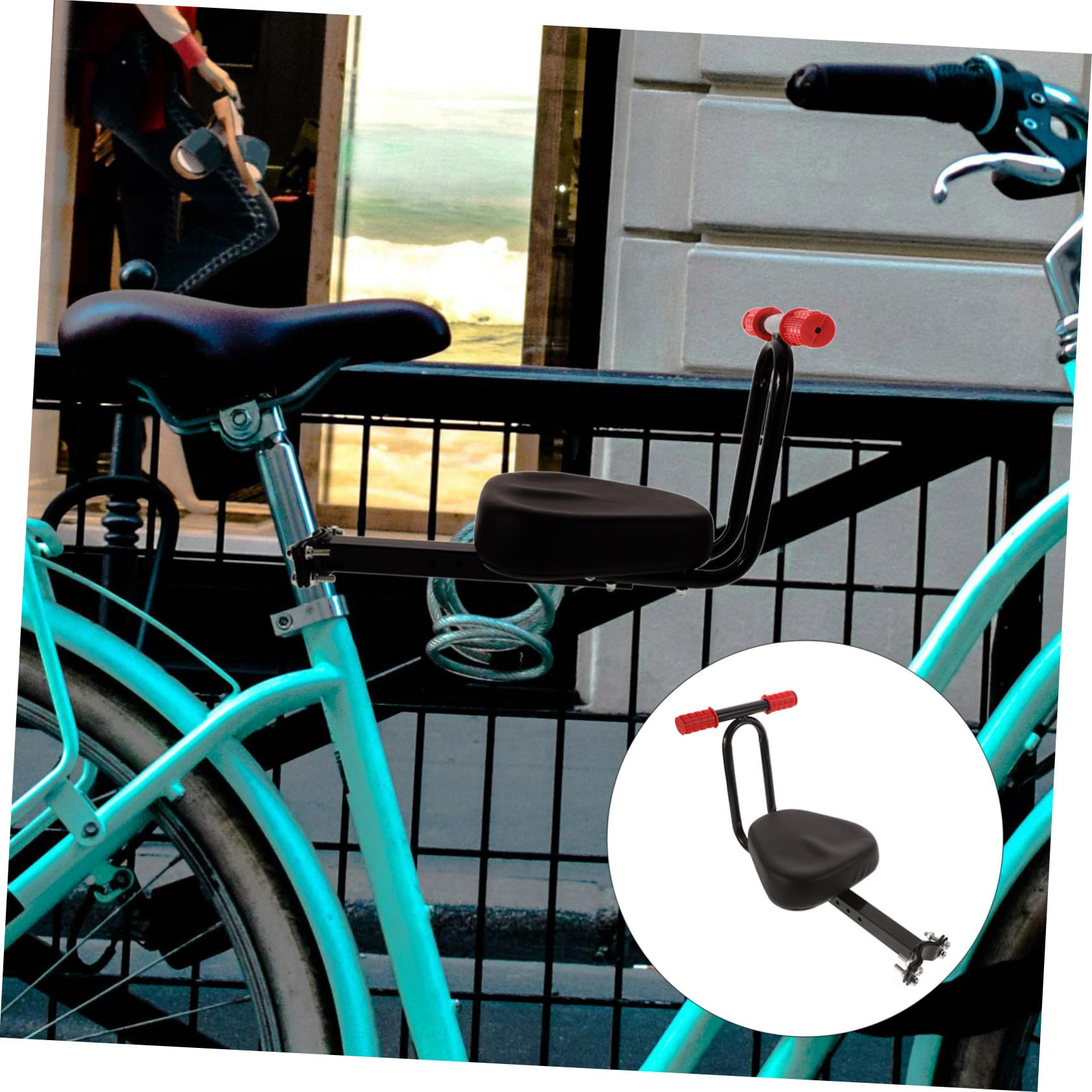 UPKOCH Asiento Infantil para Bicicleta de Montaña, Negro Reposabrazos