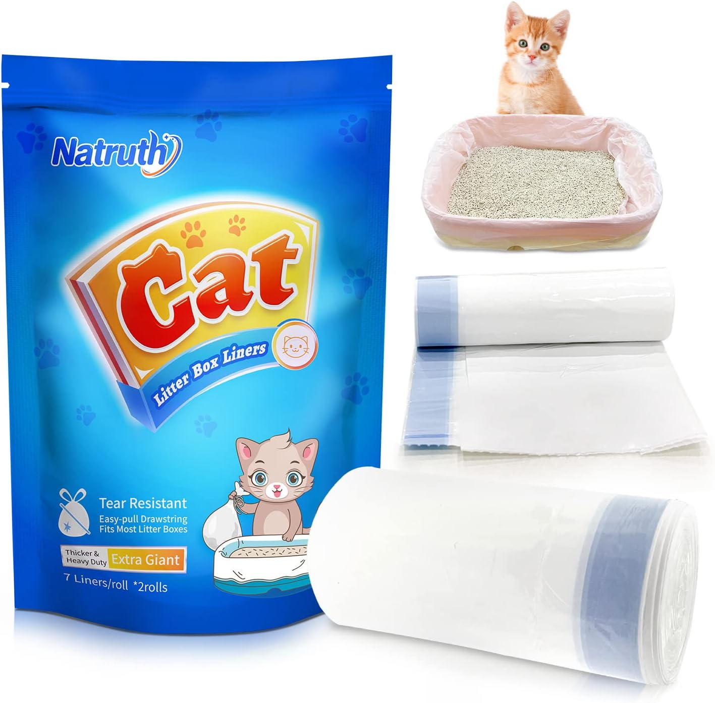 NATRUTH 14 XL Cat Litter Trays Liners, Cat Litter Bag with Drawstrings