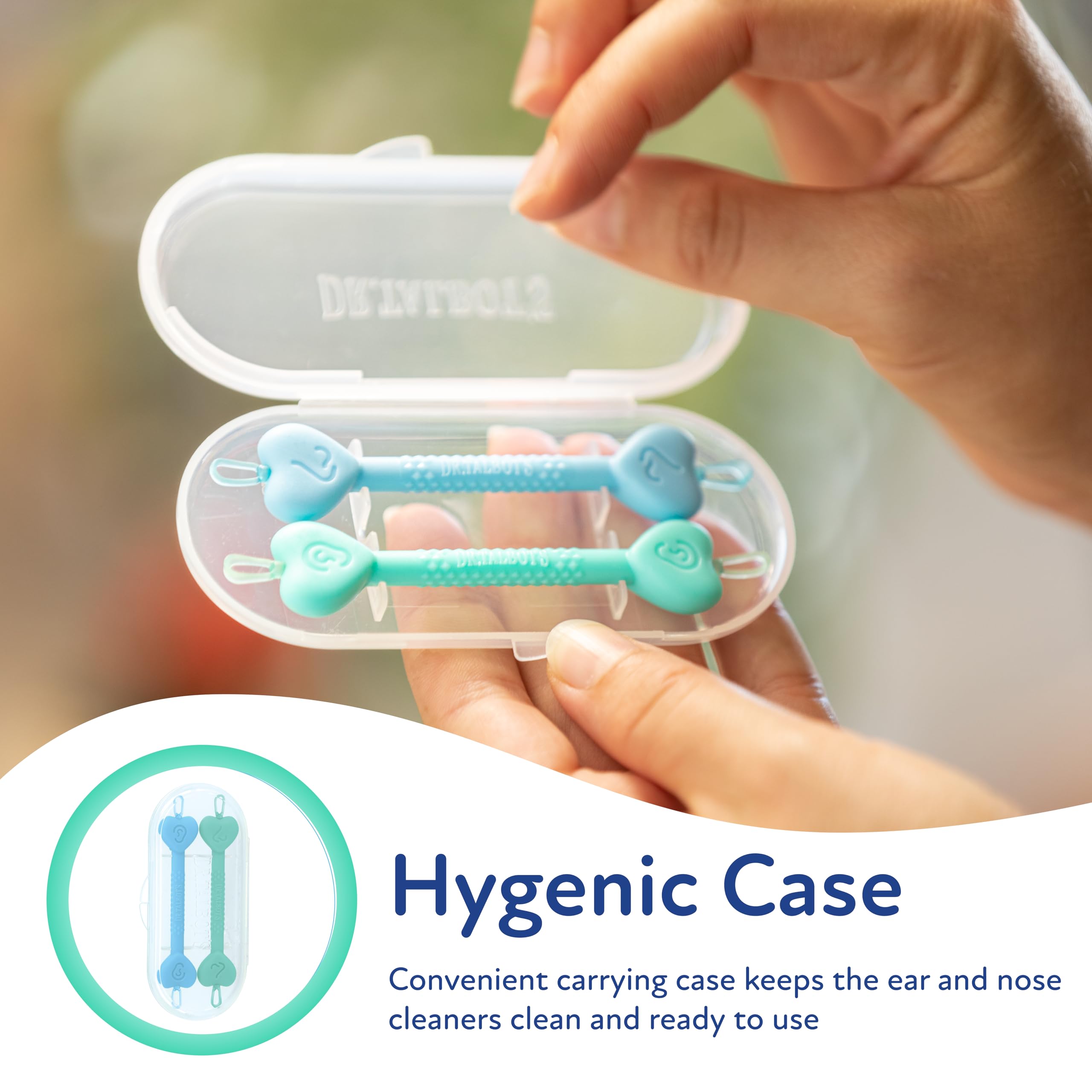 Dr. Talbot's Ensemble de soins des oreilles et du nez pour bébé – Aspirateur nasal Breathe-EEZ et nettoyant à double extrémité pour enlever le mucus et le cérumen en douceur, design sûr à pointe