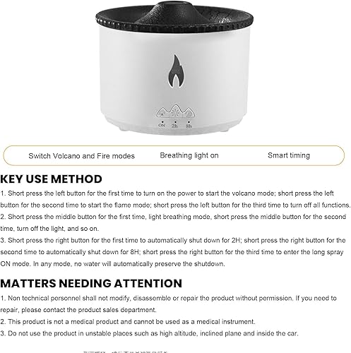 Miniatura 7 de Difusor de aroma de llama, 2 modos, humidificador portátil de aceite esencial con luz de llama, 2 temporizadores para aliviar el estrés, difusor de