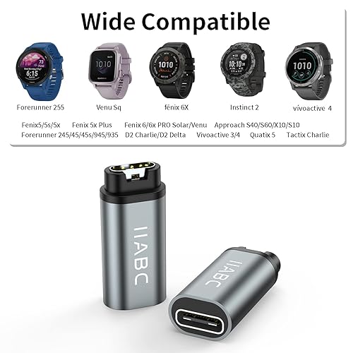 Miniatura 4 de Adaptador de carga para reloj Garmin, adaptador de cargador IIABC tipo C, paquete de 2 unidades compatible con Garmin Fenix 6 6S 6X Pro, Fenix 5 5S