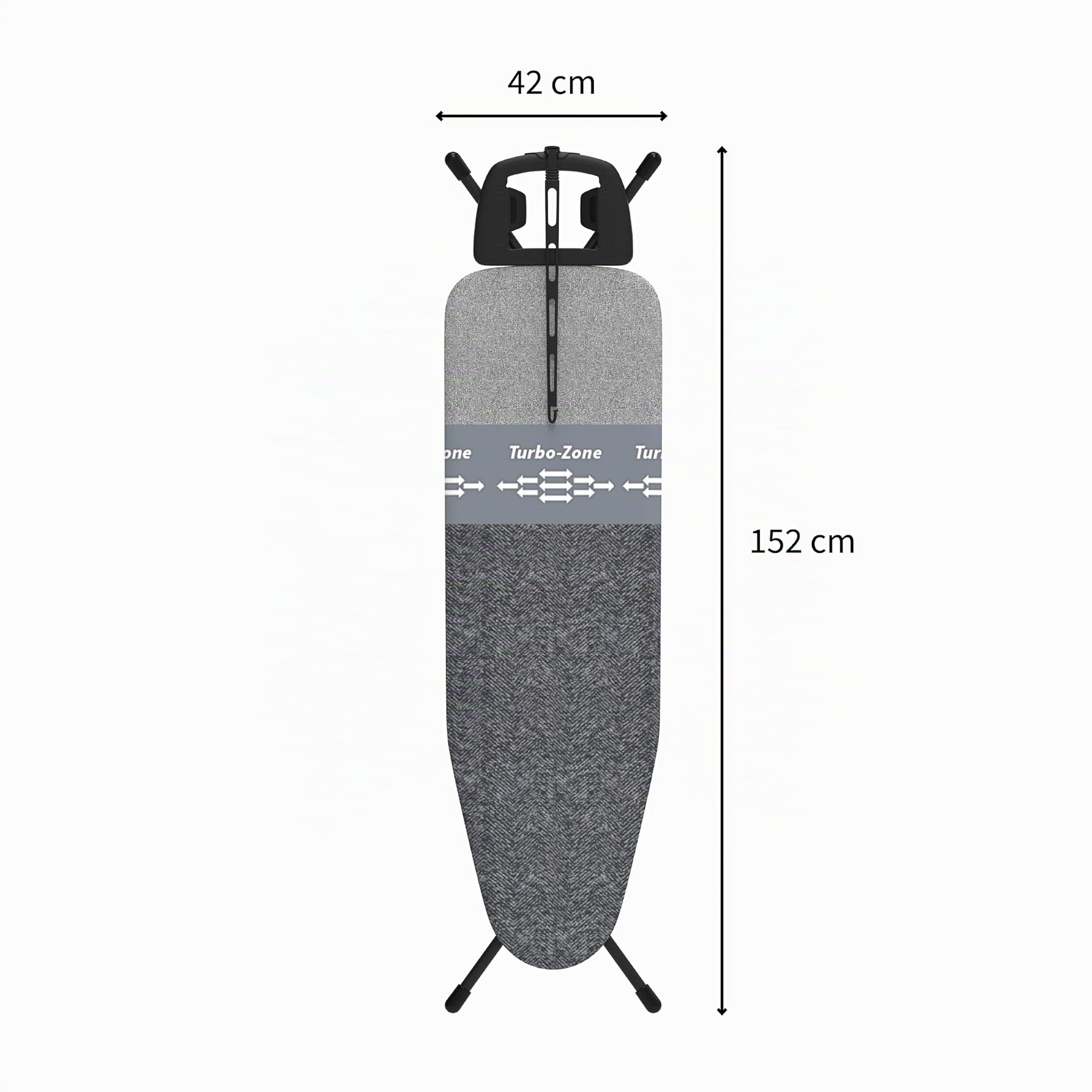 Rörets Planche à Repasser Exclusive Black (Dual Action) - Technologie, Turbo & Park Zone, Rembourrage et Housse à 4 Couches, Hauteur réglable, Repose-Fer Stable, Support de câble