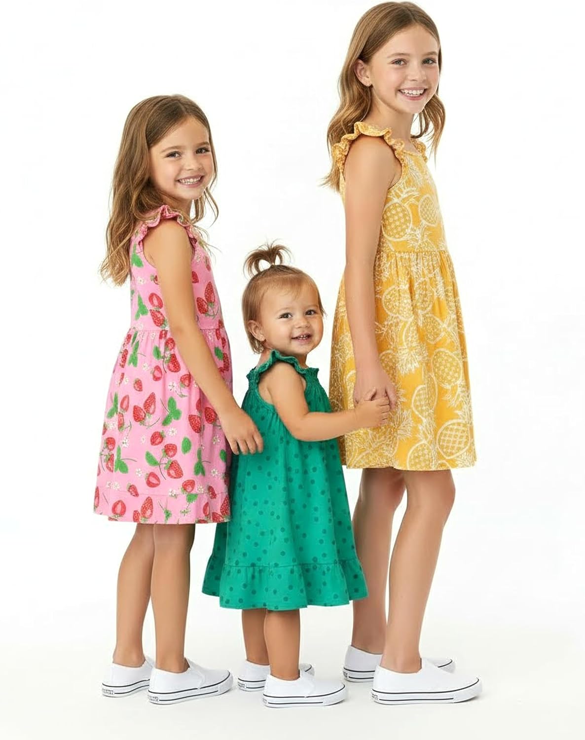 PATPAT Multipack Girl Toddler Dresses Sleeveless Flamingo Striped Toddler Casual Dresses