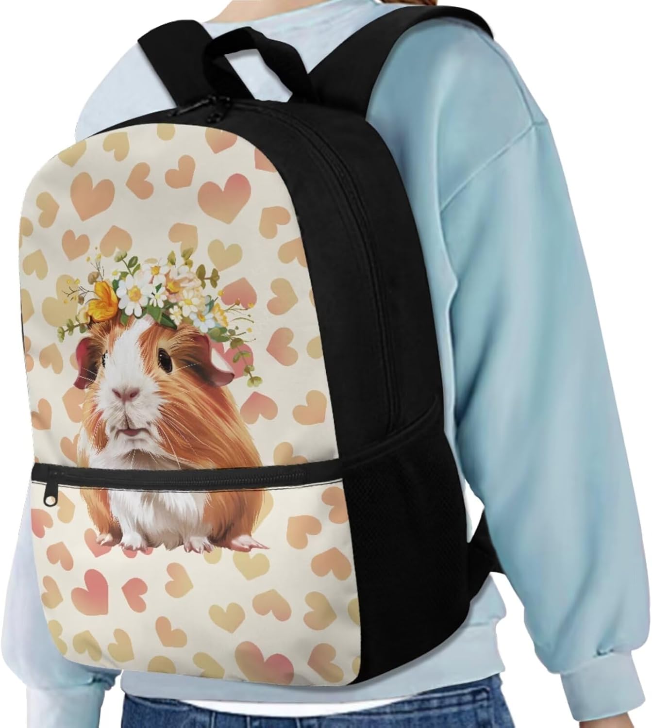 Cute Guinea Pig School Backpack Set 4Pcs Kids Backpack For Girls with Lunch Bag Pen Bag and Water Bottle Case Cover Set School Backpacks with Compartments for Girl Kid Students