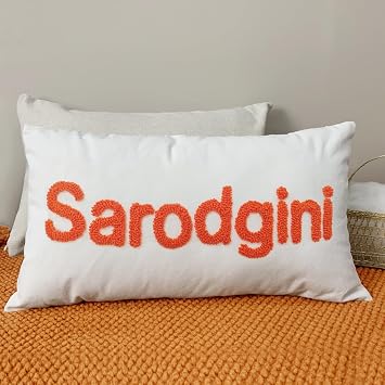 Personalized Embroidered Name Lumbar Throw Pillow, Custom Name Bed Pillows for Couple Dad, Customized Monogrammed 12x20 Pillow Covers Gifts for Birthday Anniversary