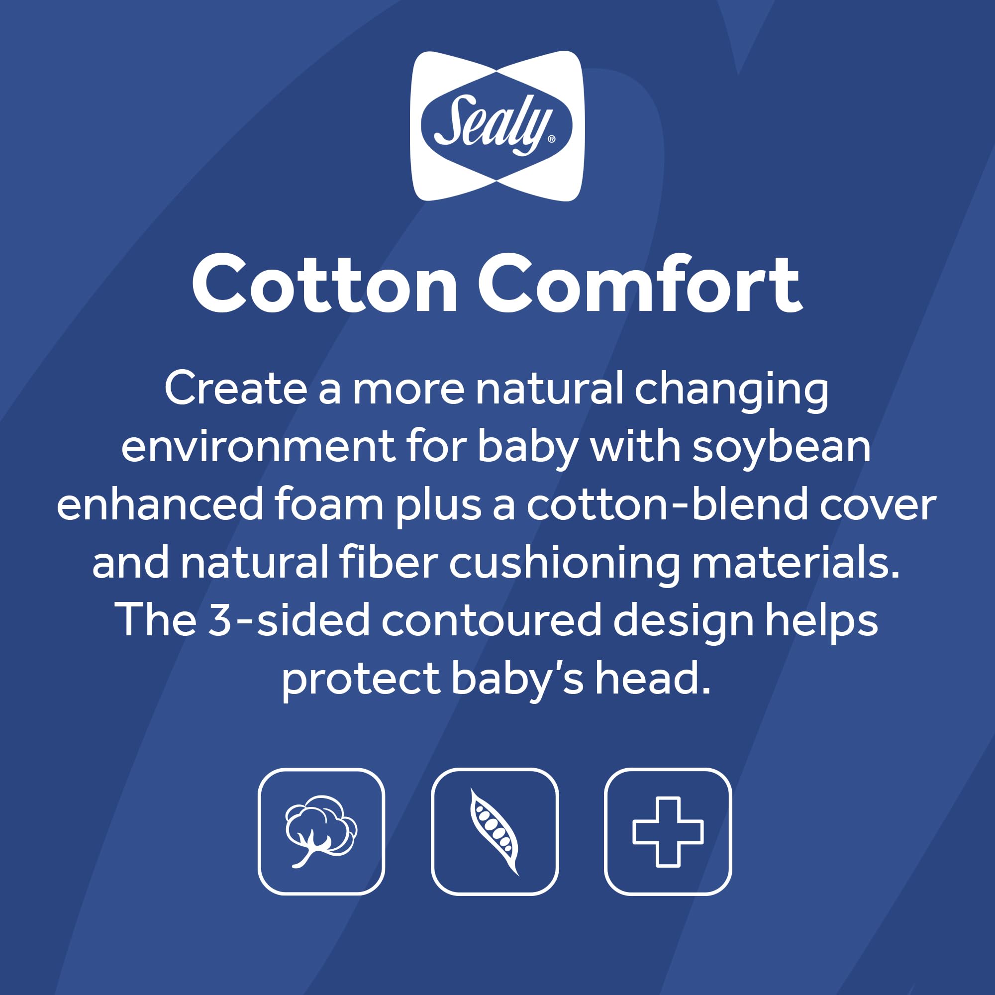 Sealy Baby Almohadilla cambiadora de pañales para bebés y niños pequeños, almohadilla de algodón cómoda, funda impermeable, fabricada en Estados Unidos