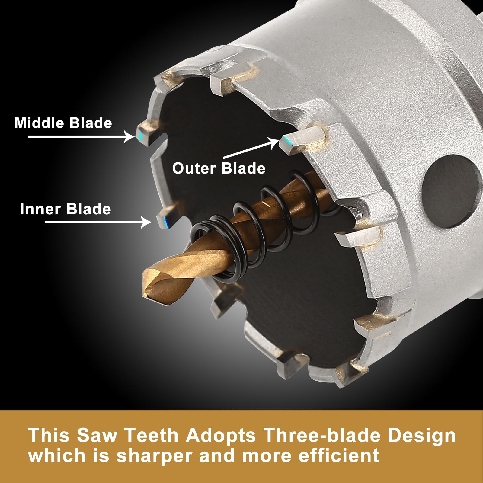 Carbide Hole Saw Kit - 13 Piece for Metal & Wood -4