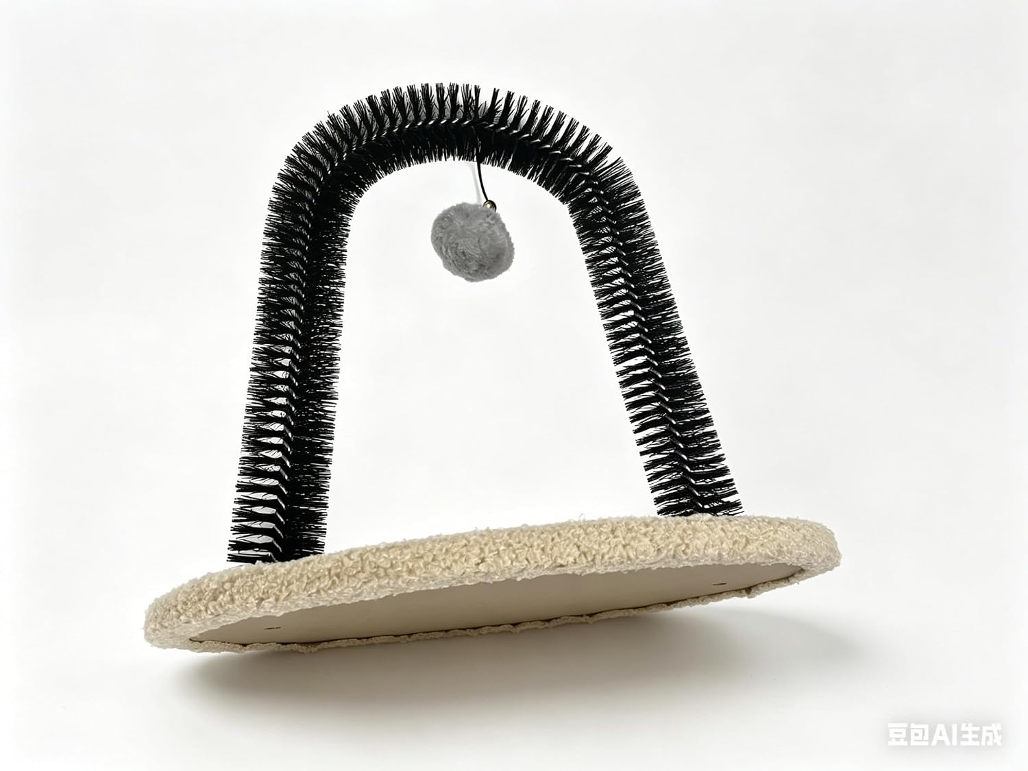 Cat Arch Grooming Brush, Self Groomer wtih Solid Wood Scratching Pad Rubbing Post & Toy with Mini Mouse Pet Scratchers Fur Massager Cat Face Head Self Grooming Brush for Kittens Cats (Cat Bell Ball) image 5