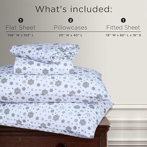 Miniatura 2 de Juego de sábanas de franela de 100 % algodón estampado de 4 piezas turcas cepilladas súper suaves, cálidas, acogedoras, con bolsillo profundo y