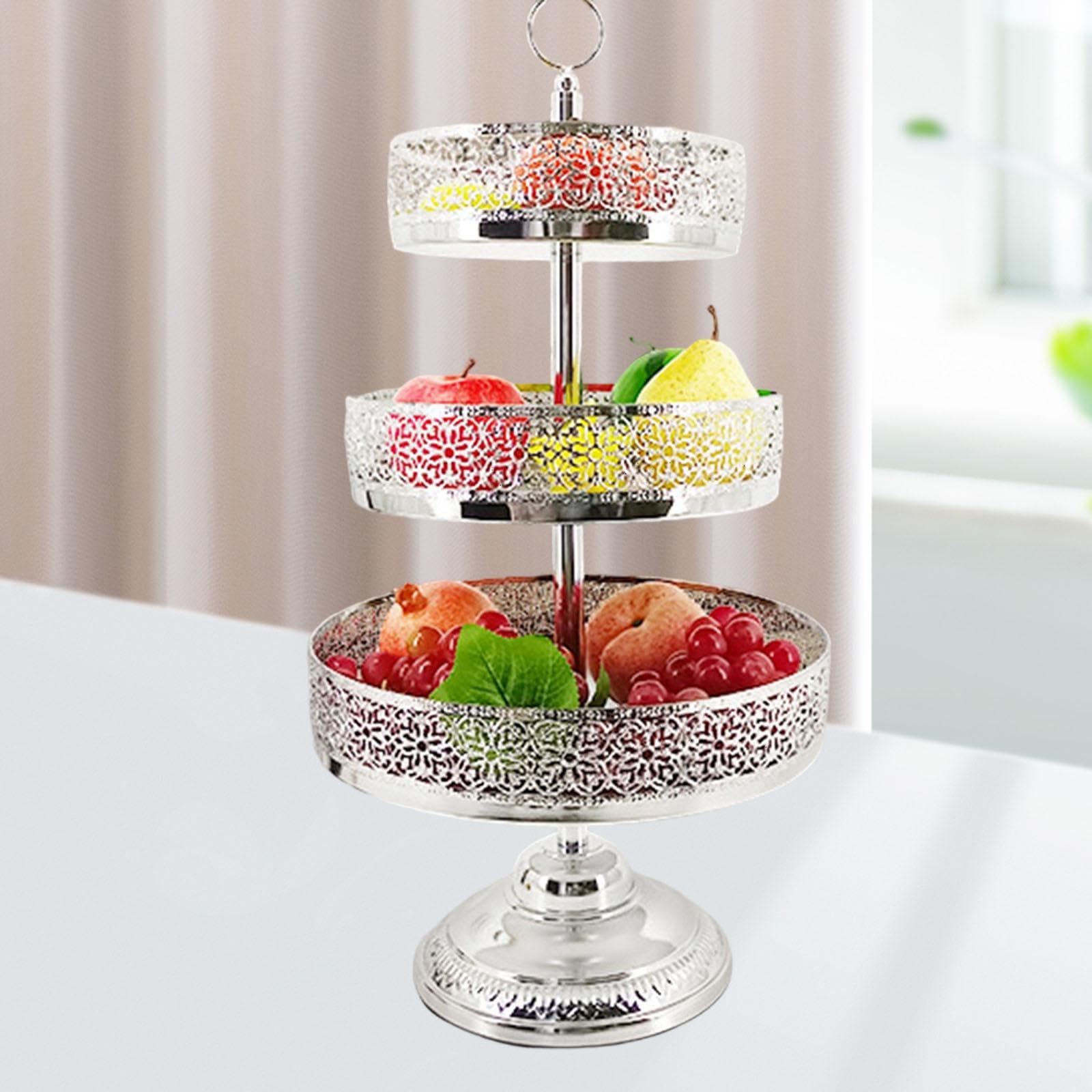Soporte Metálico de 3 Niveles para Cupcakes, Ideal para Servir Postres en, Argén, Individual