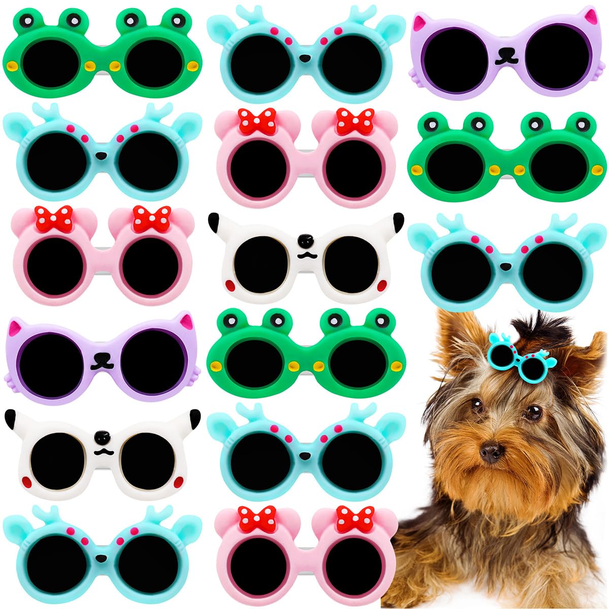 Petunny 50Pcs Dog Hair Clips Cute Sunglasses Pet Hair Clips Puppy Hair Bows Clips Dog Hair Bows with Alligator Clips Dog Cat Hair Accessories Pet Grooming(Random Color)