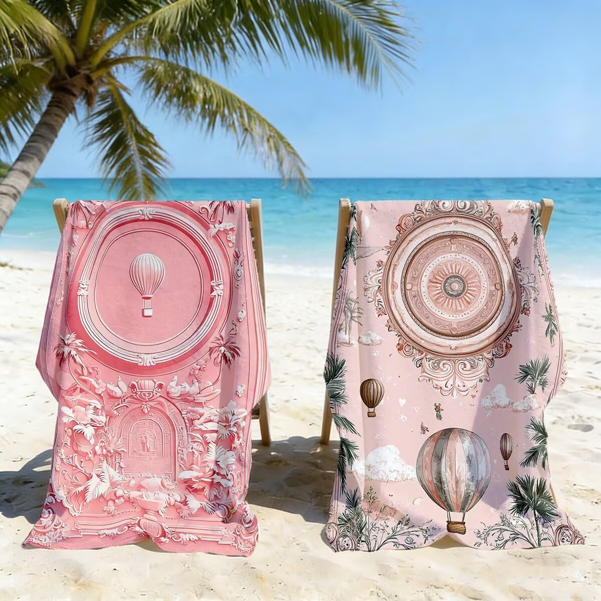 Toalla Playa 80x160 cm, Toalla Gimnasio Microfibra Secado Rapido, Juego de 2 Antiarena Toallas de Playa, Ligera Compacta Toallas Microfibra Grande para Viaje, Regalo Hombre Regalo Mujer (Rosa) -4085