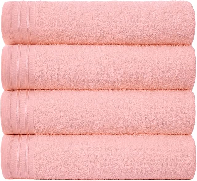 GC GAVENO CAVAILIA Large Towels Bath Sheet - Highly Absorbent Egyptian Cotton Towel Set - 4 Pack Extra Soft Blush Pink - Quick Dry Sheets - 450 GSM Washable Towels, 75X135 Cm