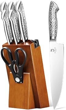 DRAGON RIOT Knife Set with Block 7 Piece Knife Block with Sharpener