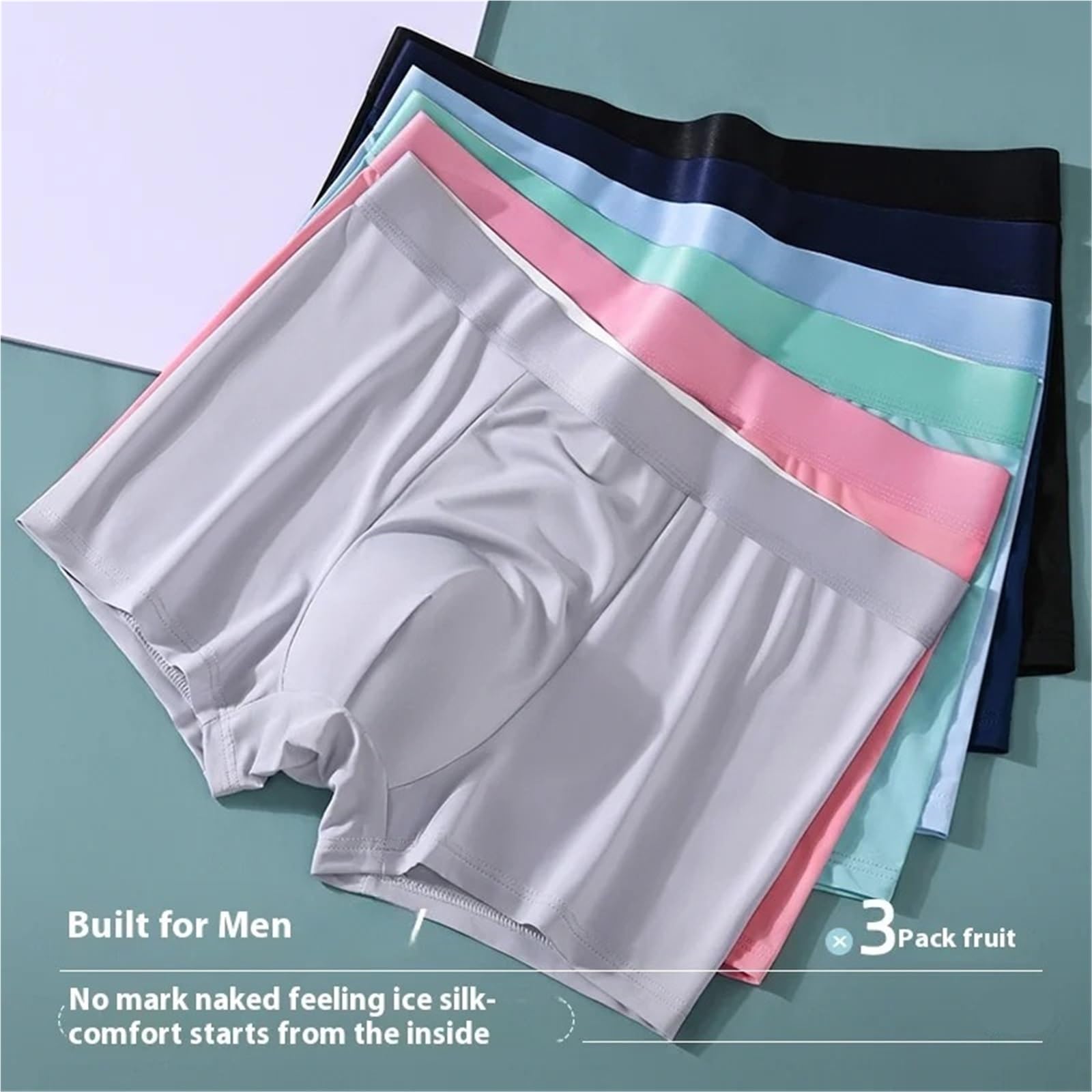 Intimo Maschile Intimo Estivo da Uomo in Seta ghiacciata, Boxer da Uomo for Ragazzi, Intimo Traspirante for Ragazzi, Boxer da Uomo per Uomo(Light Blue,XXXL)