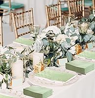 Vista 7 de 100 servilletas de 3 capas de color verde salvia de 13 x 15.7 pulgadas, servilletas de baño para invitados, servilletas de postre, toallas de mano