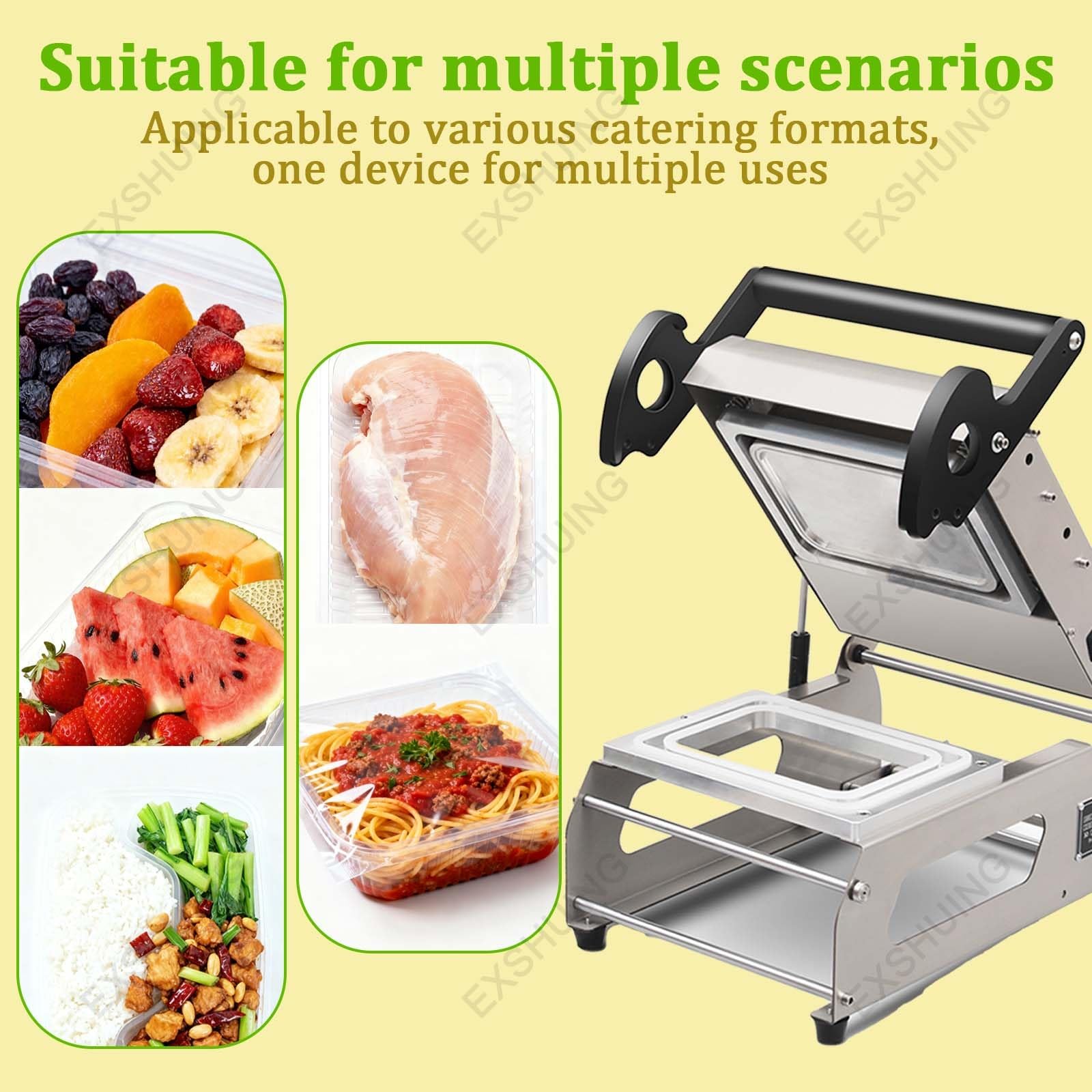 Sigillatrice Per Vassoi Alimentari In Acciaio Inossidabile, Funzionamento Manuale Di Grado Commerciale, Dotata Di Maniglia Ergonomica, Larghezza Del Film 260 * 180 Mm, Per Ristoranti