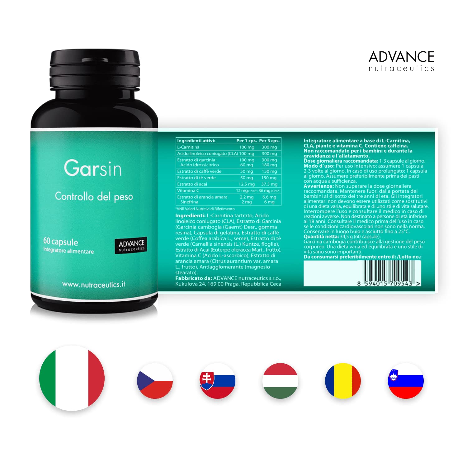Garsin ADVANCE - controllo del peso | integratore alimentare premium | 60 capsule
