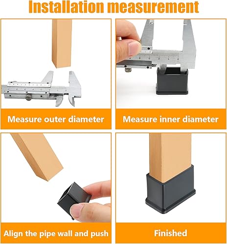 Miniatura 6 de Suiwotin 24 tapas rectangulares de goma de PVC para patas de silla 1181in x 0591in tapas de pie de mesa negras para muebles tapa de extremo de patas