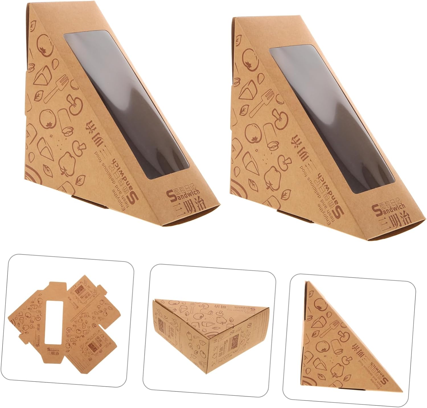 Triangle Wrapping Paper Box Sandwich Paper Box 100pcs Sandwich Wrapping Containers Baking Food Packaging