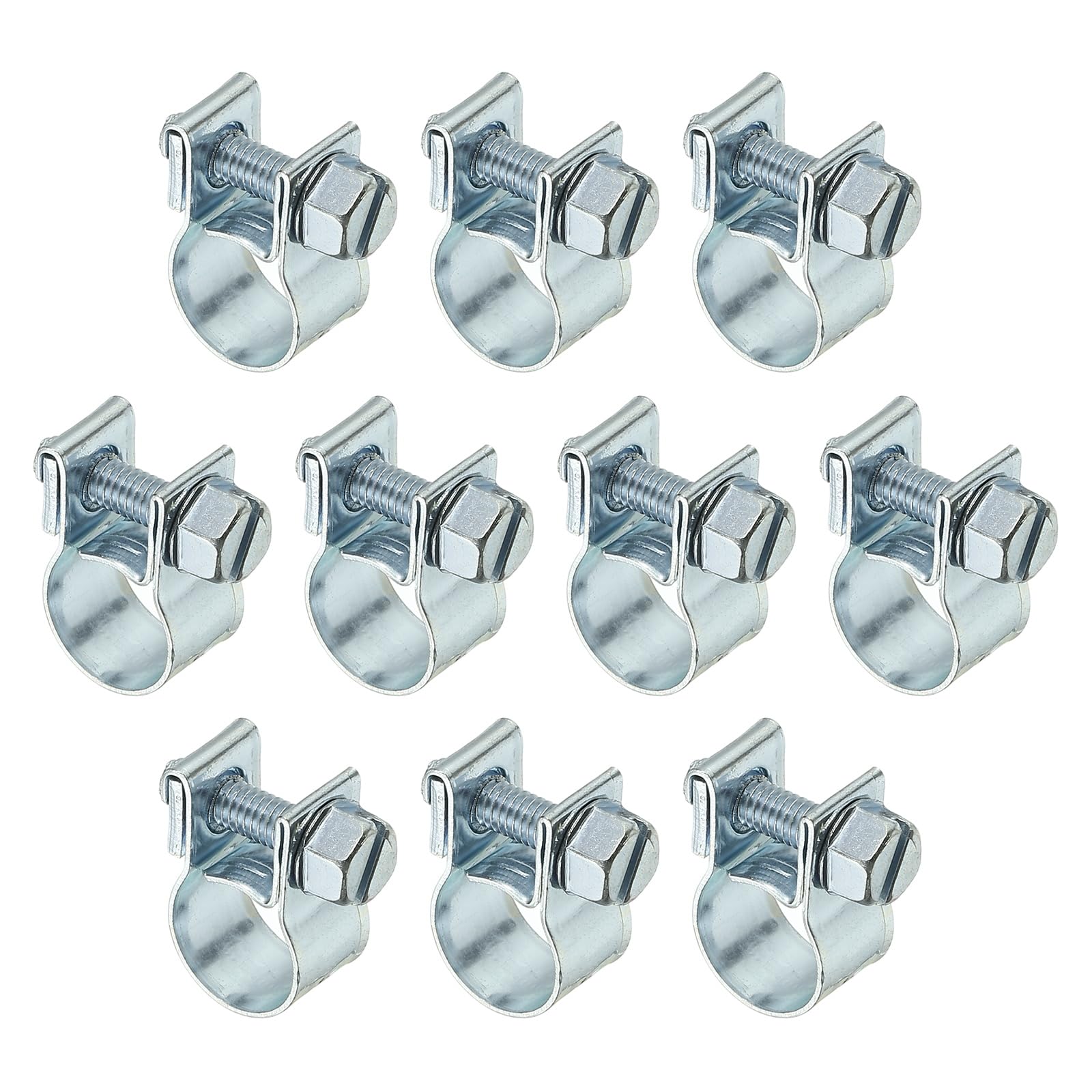 PATIKIL 10 Pcs 9-11mm Mini Fuel Injection Hose Clamps Zinc Plated Adjustable Clamp