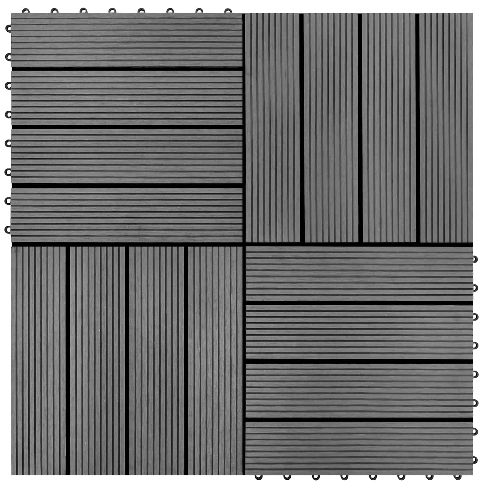 Generisch Terrassenfliese 11 STK. Grau 30 x 30 cm WPC,Haushaltsbedarf,8.7 kg-42046659