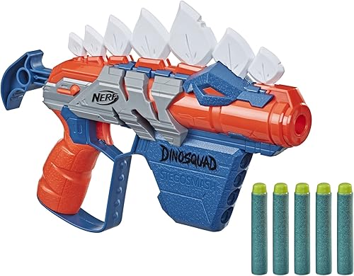 Miniatura 1 de Nerf DinoSquad Stego-Smash Dart Blaster 5 dardos Nerf Elite para niños juguetes al aire libre juguetes de dinosaurio para niños y niñas de 8 años en