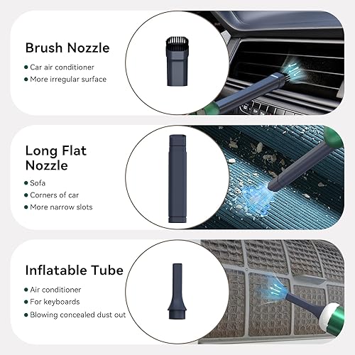 Miniatura 8 de Minthouz Aspiradora portátil inalámbrica de 17000 Pa  Aspiradora de mano de 120 W recargable con soplador, mini aspiradora ultraligera con 2 filtros