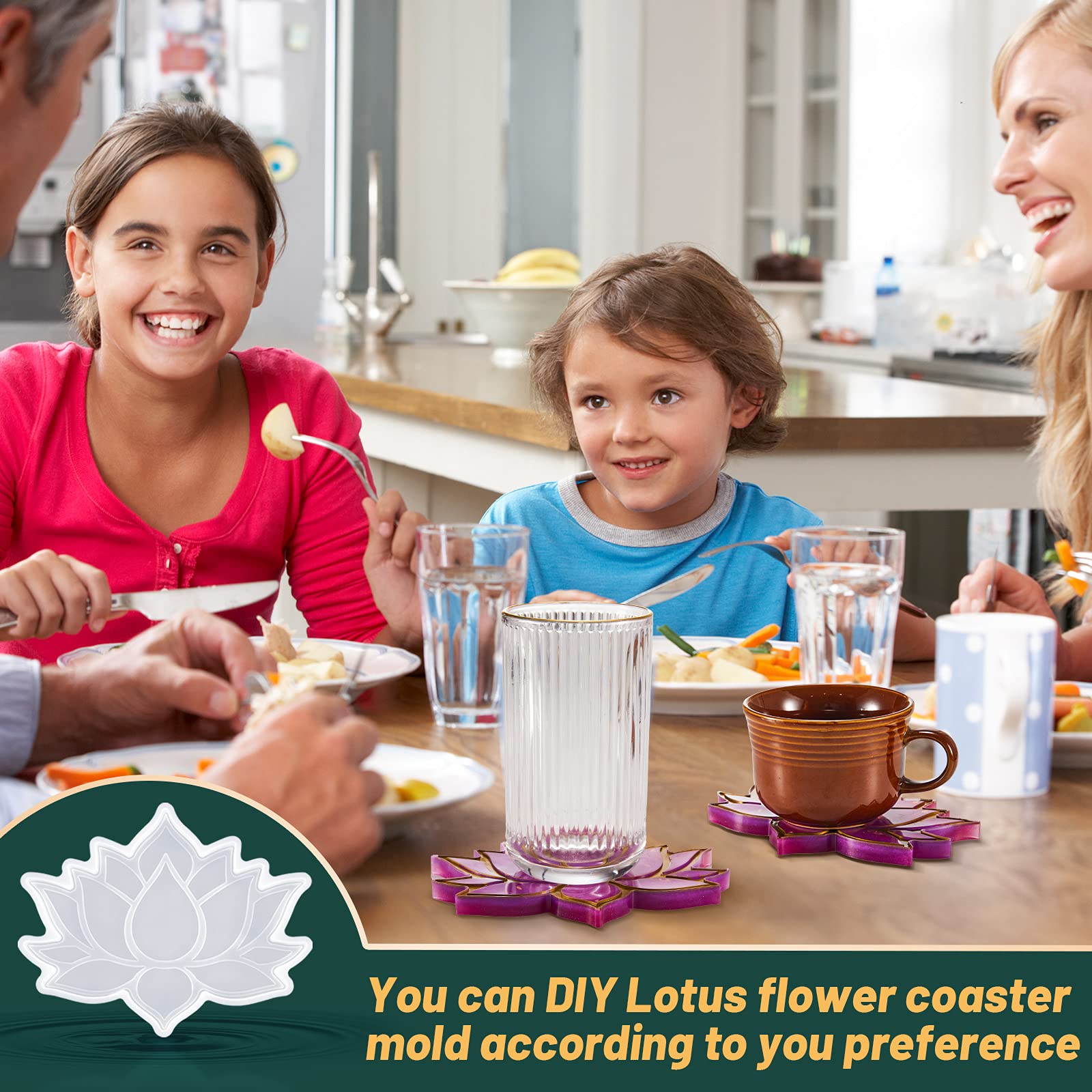 Amazon.com: Lotus Flower Coaster Resin Mold Epoxy Resin Flower