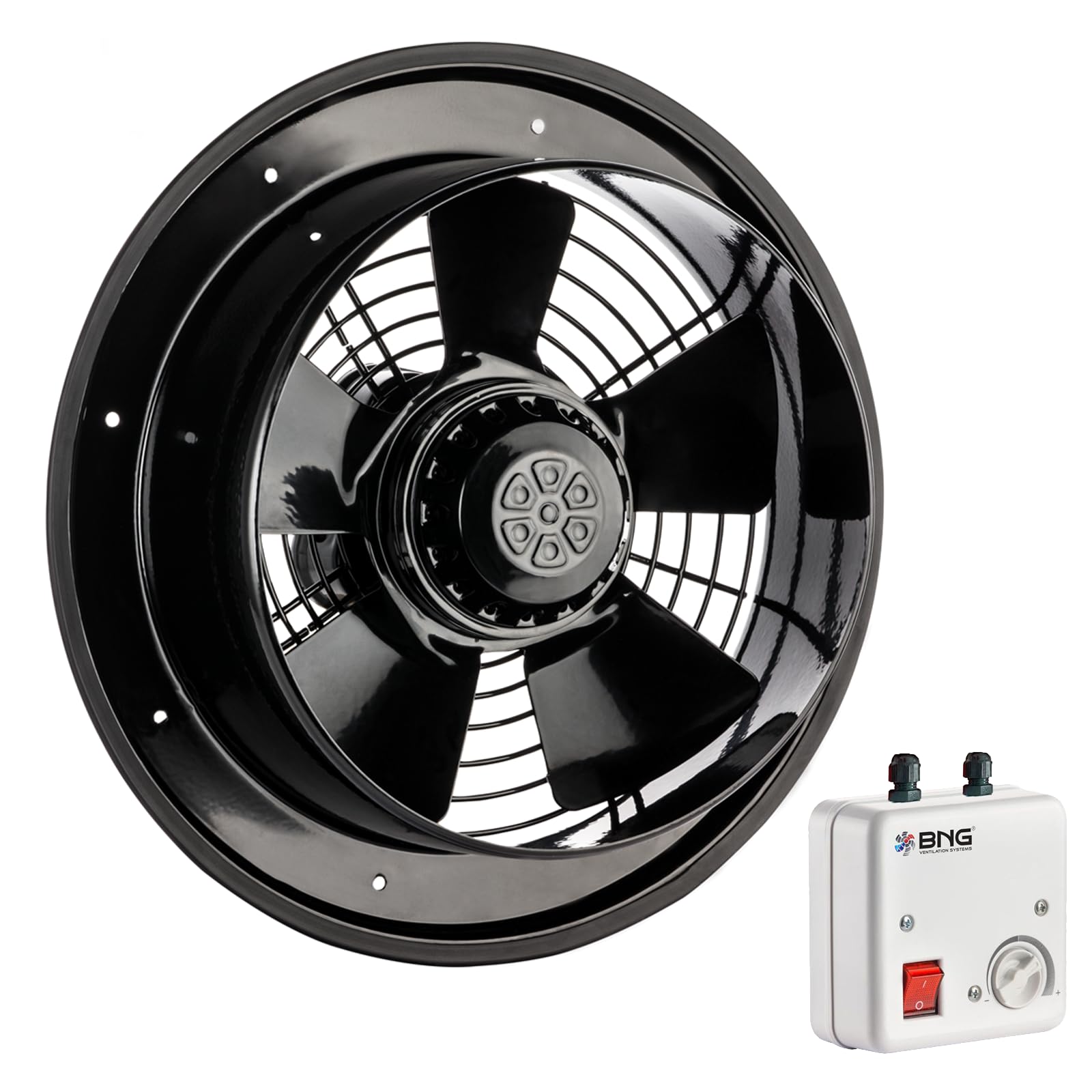 BDRAX Industrie Ventilator Axiallüfter 230V – Wand & Fensterlüfter für Zu- und Abluft, Leise, Drehzahlregelbar mit Drehzahlregler 200mm 250mm 300mm 350mm (250)
