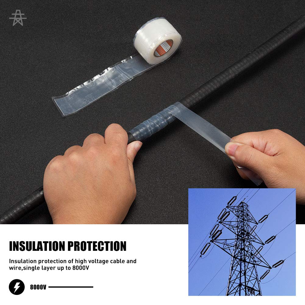 Best Cyber Deals 🔥 Silicone Self Fusing Rescue Tape - 1 Inch x 10 Feet Clear Insulation Rubber Sealing Tape for Emergency Pipe Hose Leak Sealing Repair