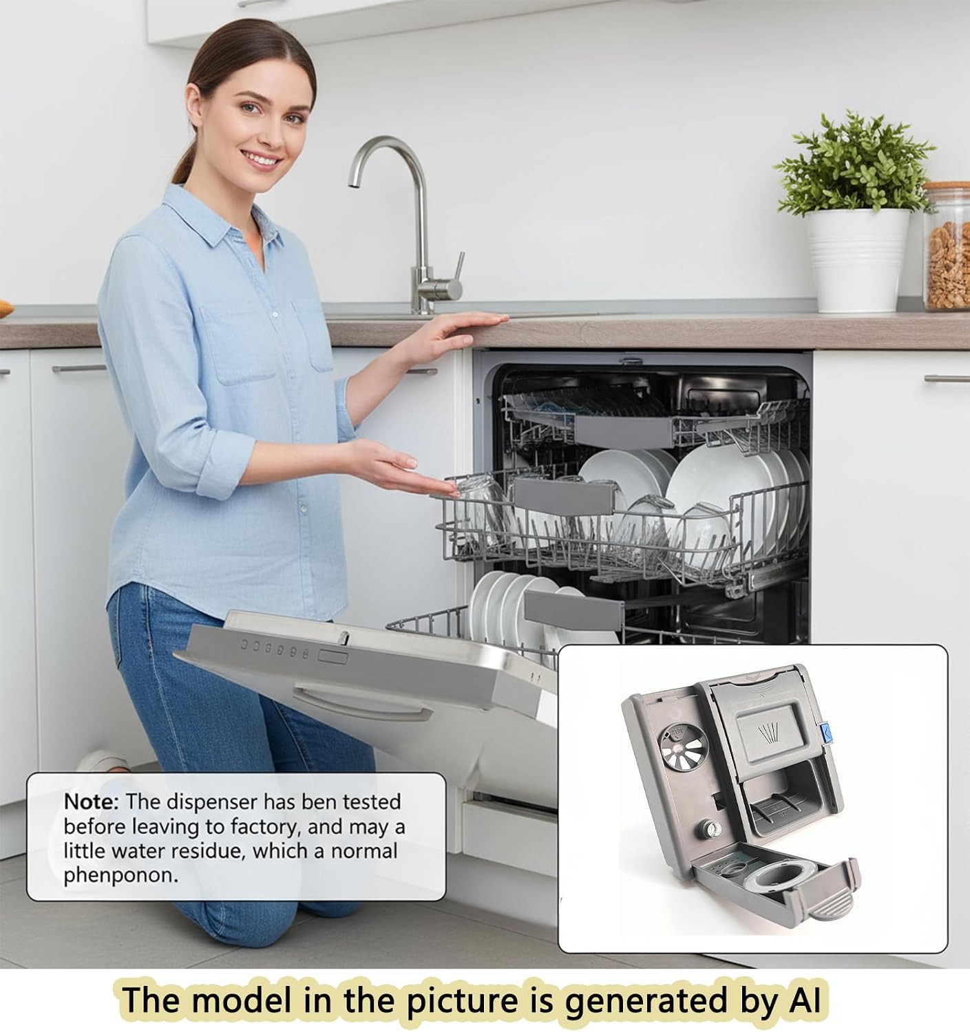 DD81-02202A ，DD81-02628A Dishwasher Detergent and Rinse Aid Dispenser Parts - Compatible with Samsung DW80M2020US, DW80R2031US/UG, DW80N3030US/UW/UB