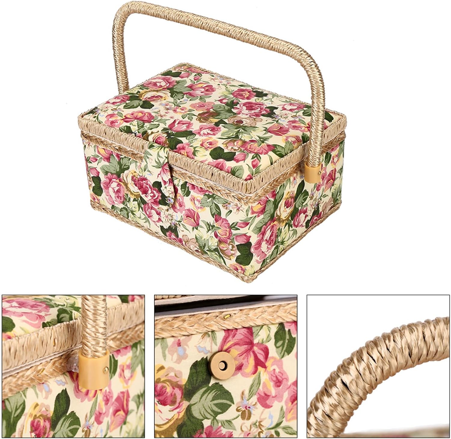 Fabric Sewing Basket, Versatile Craft Storage Organizer, 3 Colors Household Needle Thread Box (A)