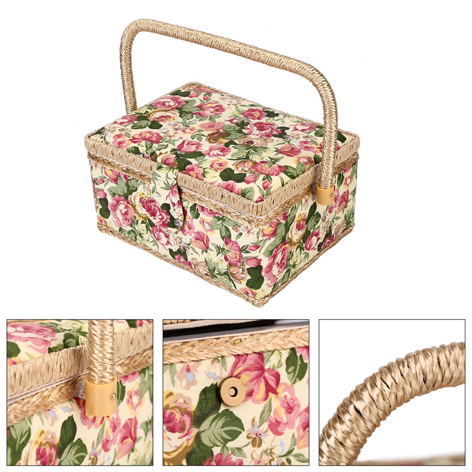 Generic Nähkorb, Bastel-Nähwerkzeug, Nadelfadenkorb, Stoff-Nähkorb, Organizer, Nähkasten für Nähzubehör, Haushalts-Aufbewahrungsbox für Handarbeit, Haushaltsaufbewahrung aus Polyester