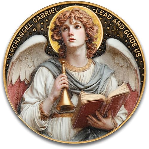 Moneda de oración del Arcángel Gabriel  Santo patrón de la comunicación, ficha de bolsillo de mensajero divino para protección y orientación, regalo