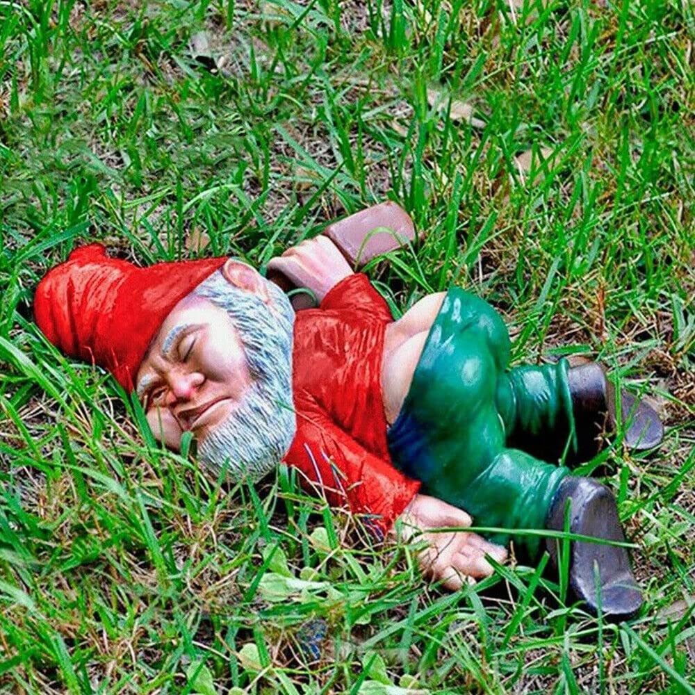 SXFENG Statua di Gnomo da Giardino Esterno, Statua Nani da Giardino in Poliresina, Ornamento da Giardino in Resina Impermeabile da Giardino (Rosso)